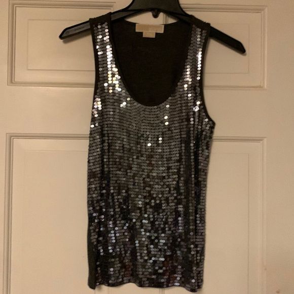 Michael Kors Tops - Michael Kors gray sequined petite small tank top free shipping